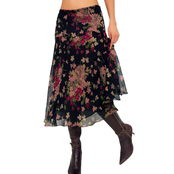 Ralph Lauren Silk Floral Midi Skirt