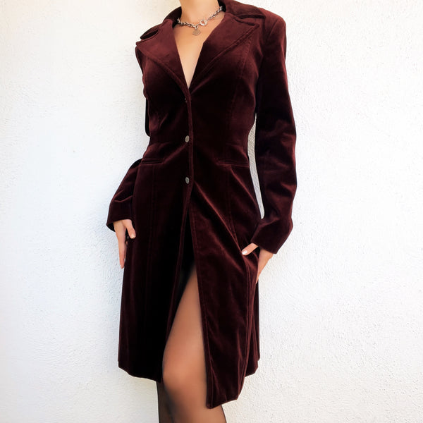 Burgundy Velvet Bebe Coat