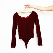 Load image into Gallery viewer, Deep Red Velvet Bodysuit
