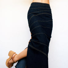 Load image into Gallery viewer, Lace Up Denim Maxi Skirt
