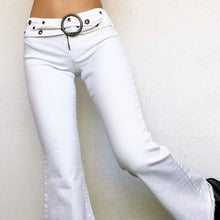 Load image into Gallery viewer, Vintage White Belted Flare Jeans
