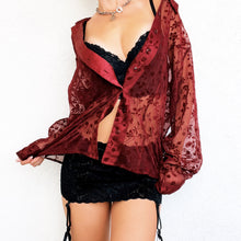 Load image into Gallery viewer, Floral Velvet Burnout Blouse
