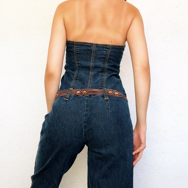 Denim Halter Jumpsuit