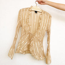 Load image into Gallery viewer, Sheer Gold Tie Front Blouse
