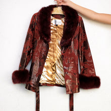 Load image into Gallery viewer, Vintage Burgundy Leather &amp; Fur Trench
