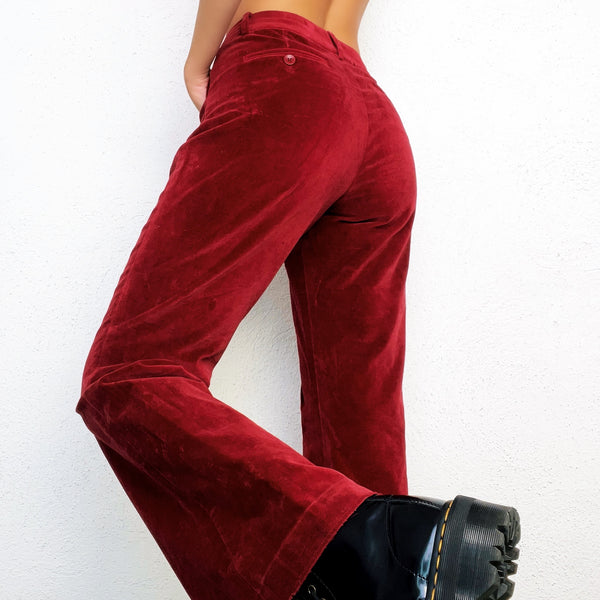 Deep Red Velvet Pants