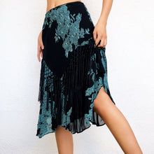 Load image into Gallery viewer, Fringy Black &amp; Teal Midi Skirt
