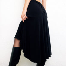 Load image into Gallery viewer, Early 2000s Ruched Black Midi Skirt
