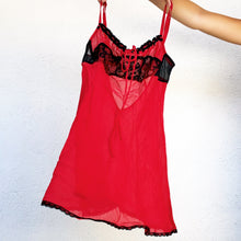 Load image into Gallery viewer, Lacy Red &amp; Black Chemise
