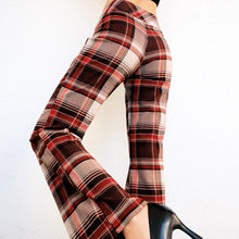 Load image into Gallery viewer, Early 2000s Red &amp; Brown Plaid Flare Pants

