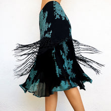 Load image into Gallery viewer, Fringy Black &amp; Teal Midi Skirt
