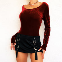 Load image into Gallery viewer, Deep Red Velvet Bodysuit
