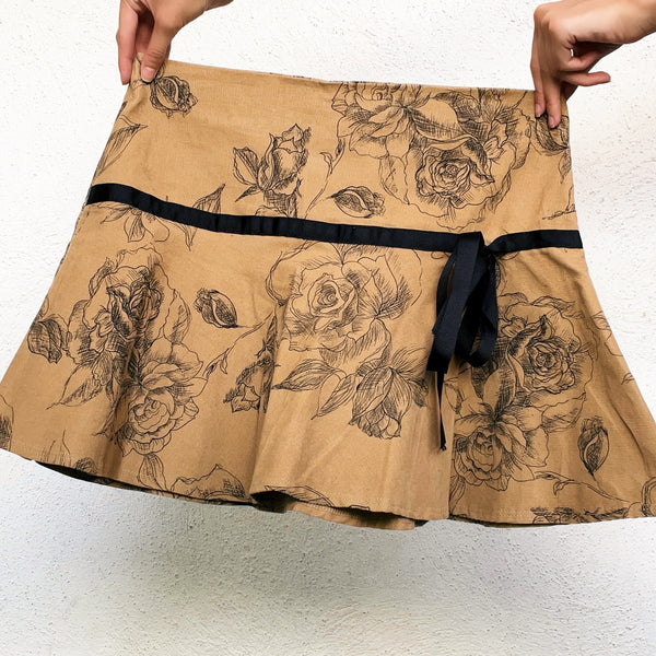 90s Floral Corduroy Mini Skirt