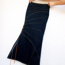 Load image into Gallery viewer, Lace Up Denim Maxi Skirt
