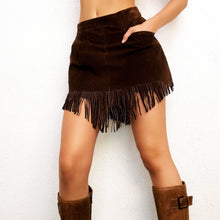 Load image into Gallery viewer, Vintage Fringy Leather Mini Skirt
