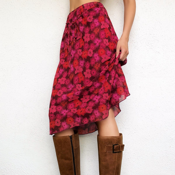 90s Floral Midi Skirt
