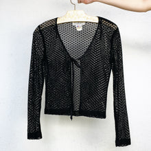 Load image into Gallery viewer, 90s Sheer Black Tie-Front Cardi

