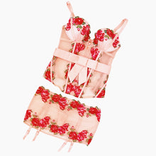Load image into Gallery viewer, Pink Floral Corset Set
