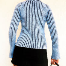 Load image into Gallery viewer, Chunky Blue Ribbed Turtleneck Sweater
