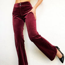 Load image into Gallery viewer, Burgundy Velvet Flare Pants
