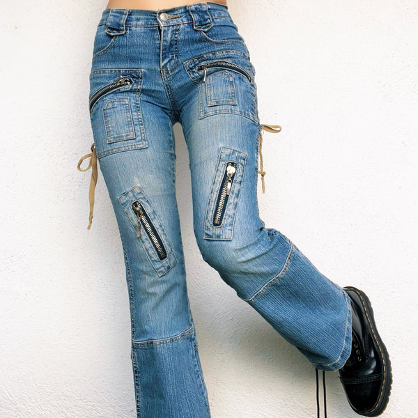 Vintage Lace Up Cargo Jeans