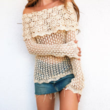 Load image into Gallery viewer, Creamy Off The Shoulder Crochet Top
