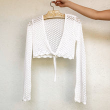 Load image into Gallery viewer, White Cropped Cardi Top
