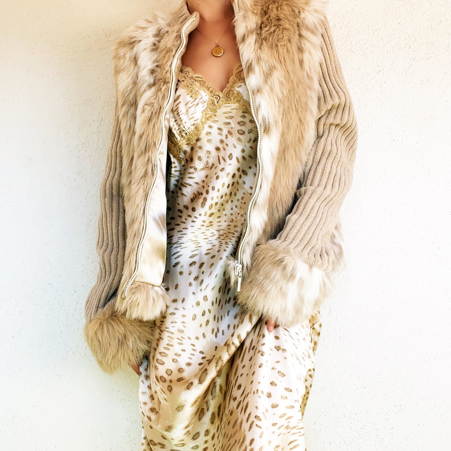Faux Fur Snow Leopard Coat