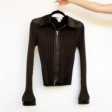 Load image into Gallery viewer, Brown Silk Knit Double Zip Top
