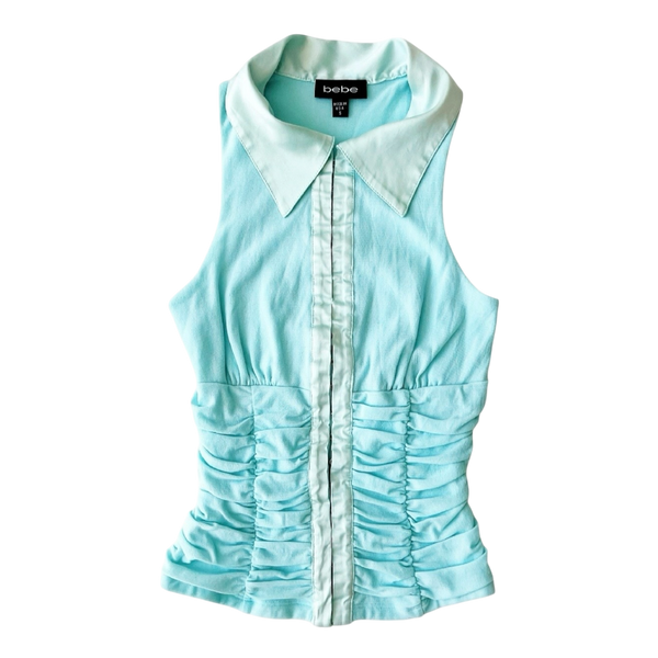 Bebe Aqua Collared Top