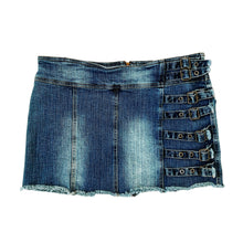 Load image into Gallery viewer, Early 2000s Denim Buckle Mini Skirt
