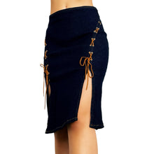 Load image into Gallery viewer, 90s Lace Up Denim Skirt
