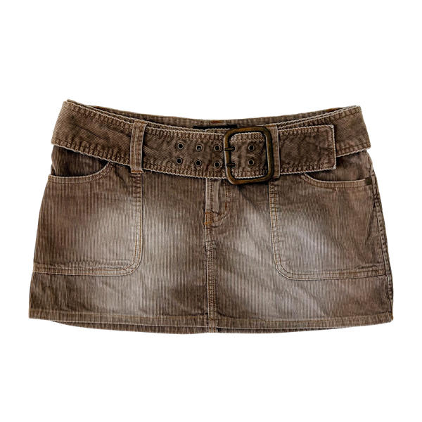 Faded Khaki Corduroy Mini Skirt