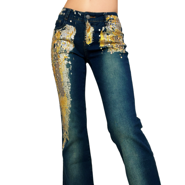 Early 2000s Gold Embellished Jeans