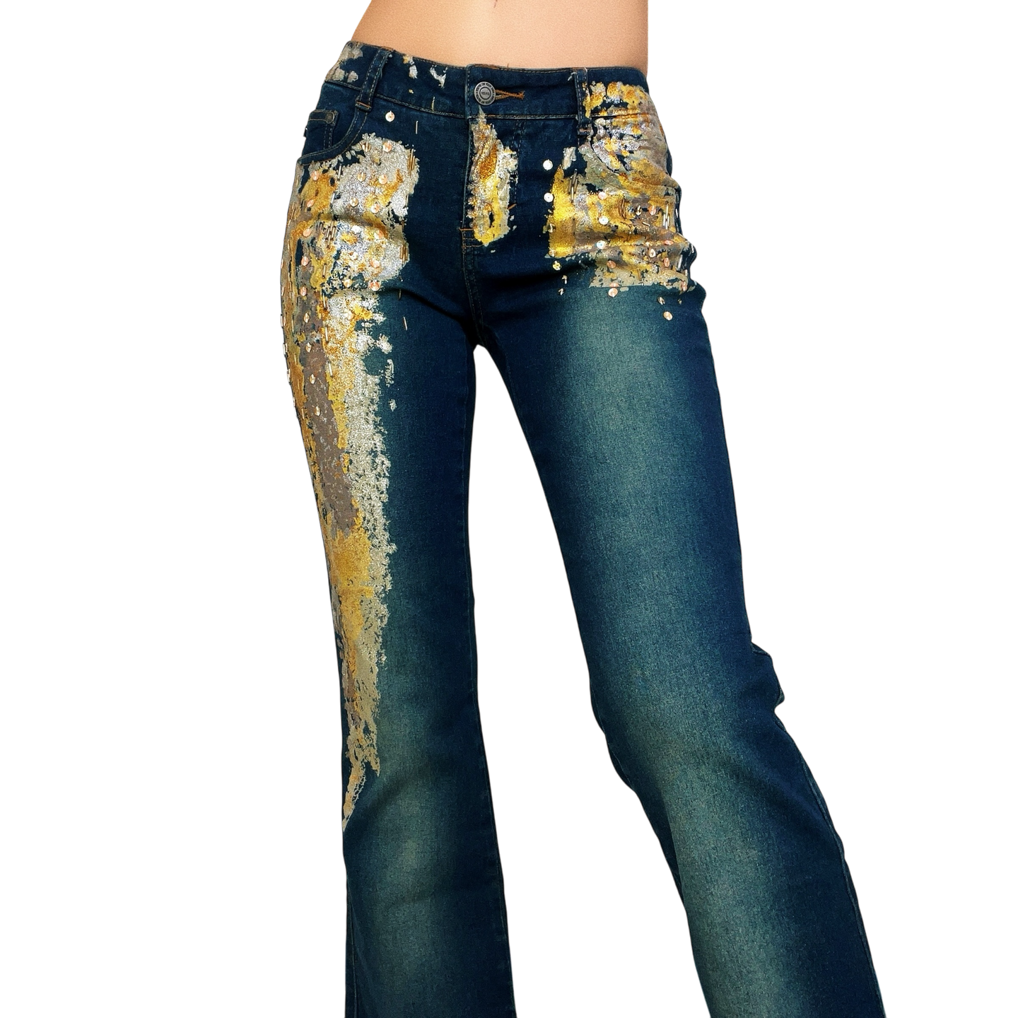 Early 2000s Gold Embellished Jeans