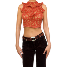 Load image into Gallery viewer, Designer Sheer Silk Ruffle Top
