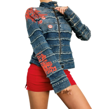 Load image into Gallery viewer, Funky Denim Moto Jacket
