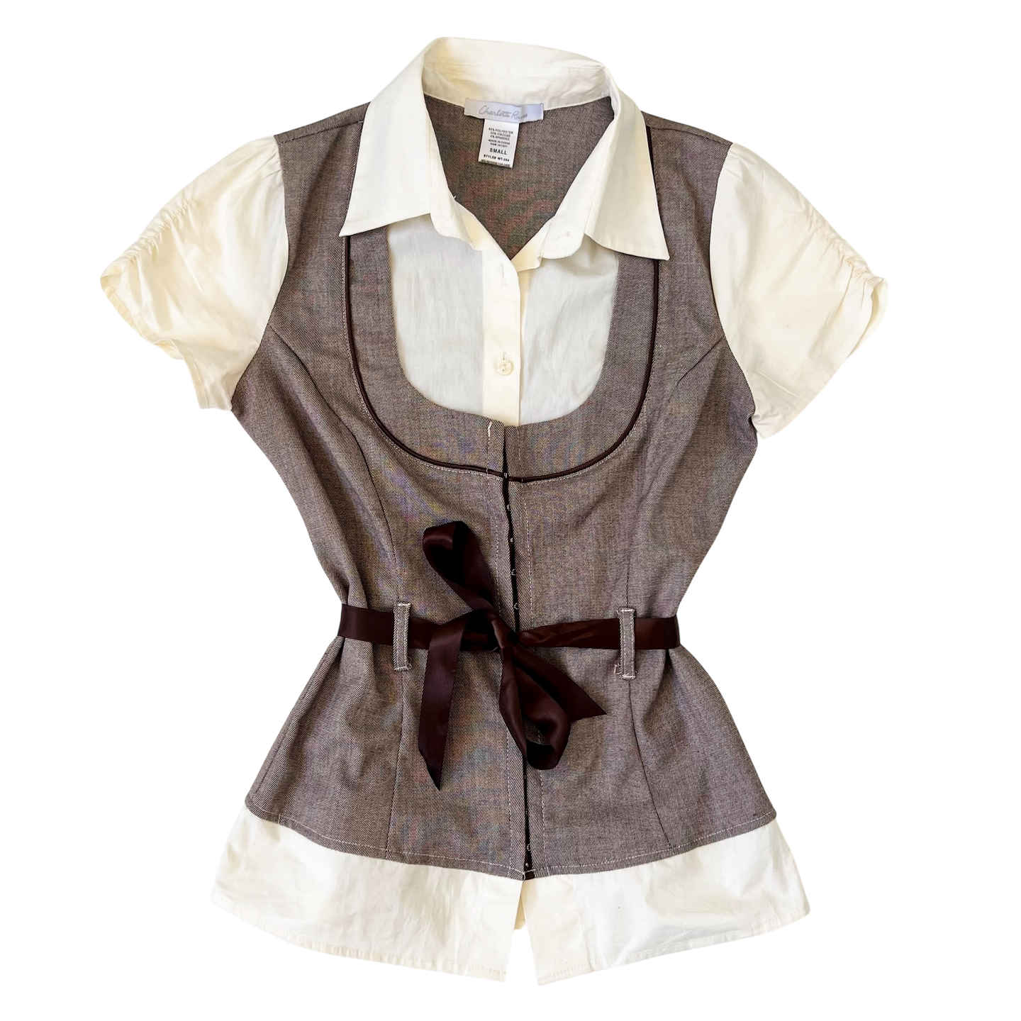 Preppy Layered Look Blouse Top