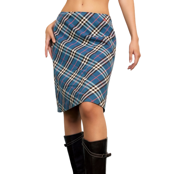 Burberry Vintage Blue Plaid Skirt