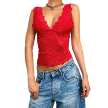 Load image into Gallery viewer, Bebe Cherry Red Lacy Top
