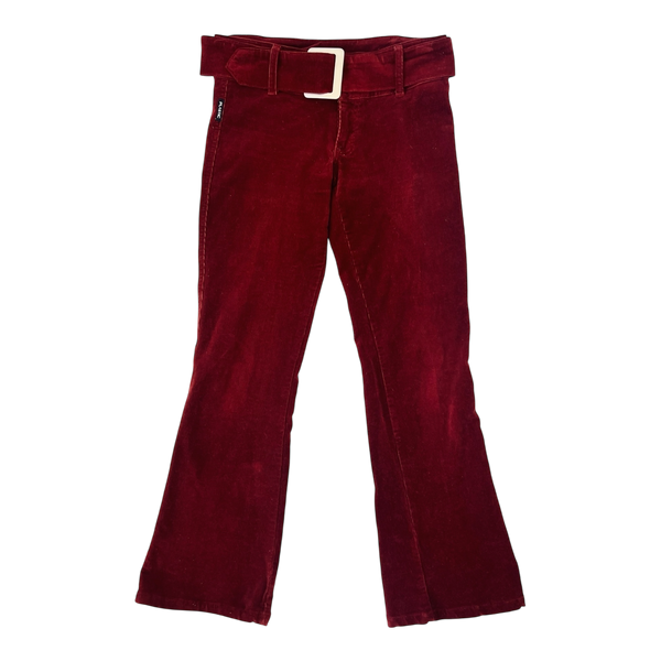 Deep Red Belted Corduroy Pants