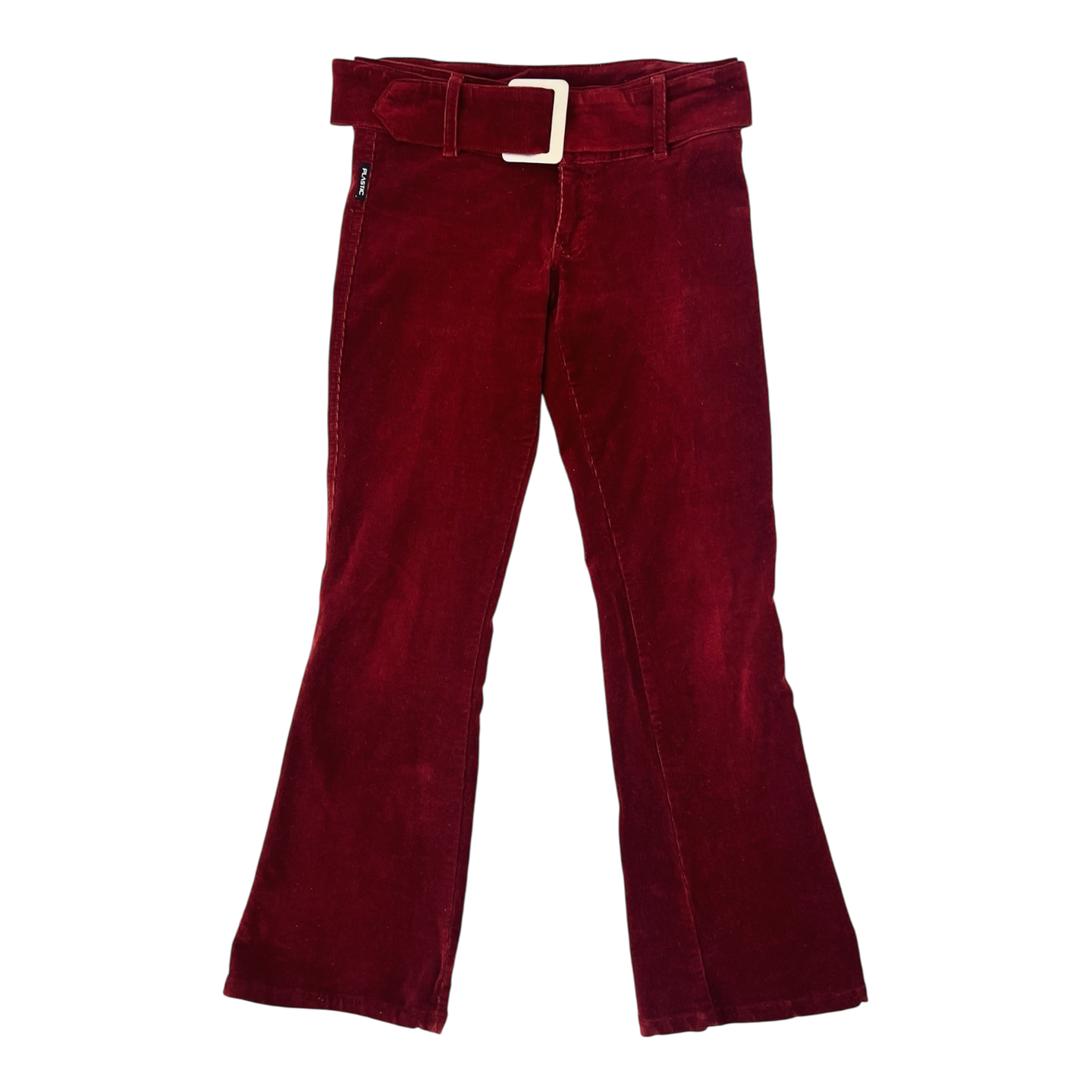 Deep Red Belted Corduroy Pants