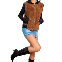 Load image into Gallery viewer, Vintage Suede &amp; Knit Hoodie
