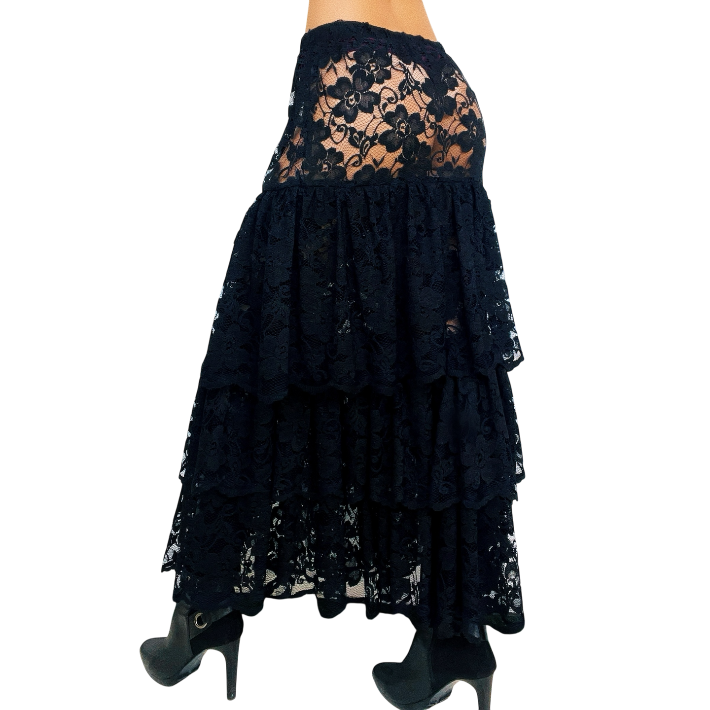 Risqué Tiered Lace Maxi Skirt