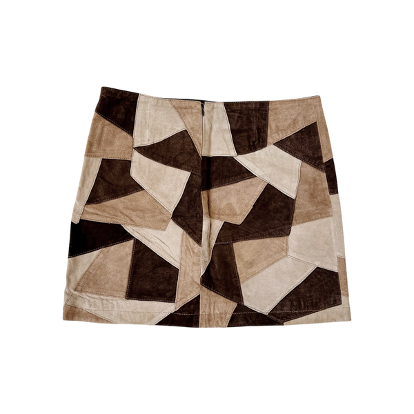 Vintage Patchwork Suede Mini Skirt