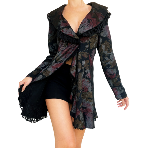 Ruffly Italian Floral Blazer