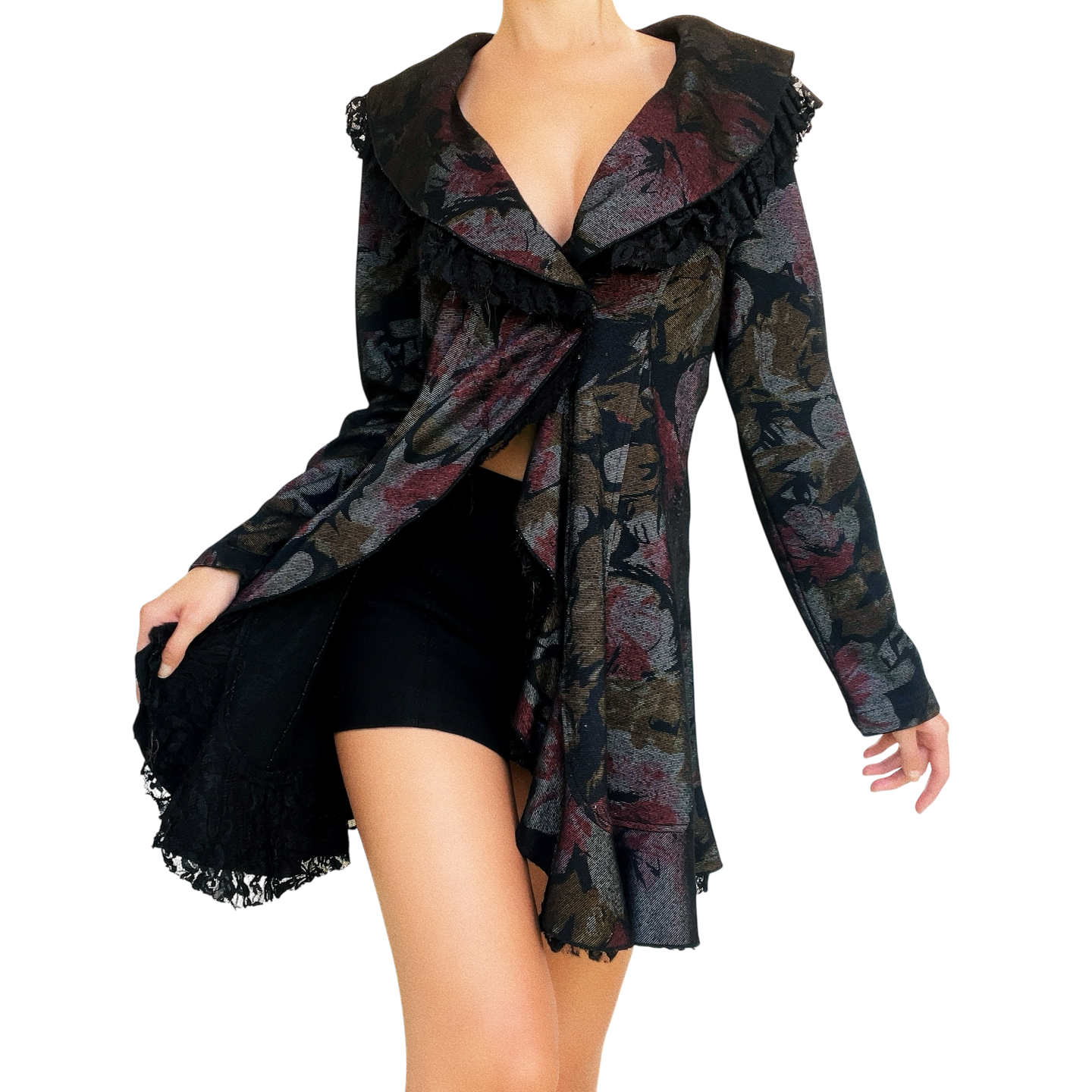 Ruffly Italian Floral Blazer