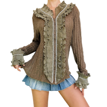 Load image into Gallery viewer, Ruffly Rhinestone Cardi Top
