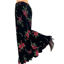 Load image into Gallery viewer, Slinky Black Floral Maxi Skirt
