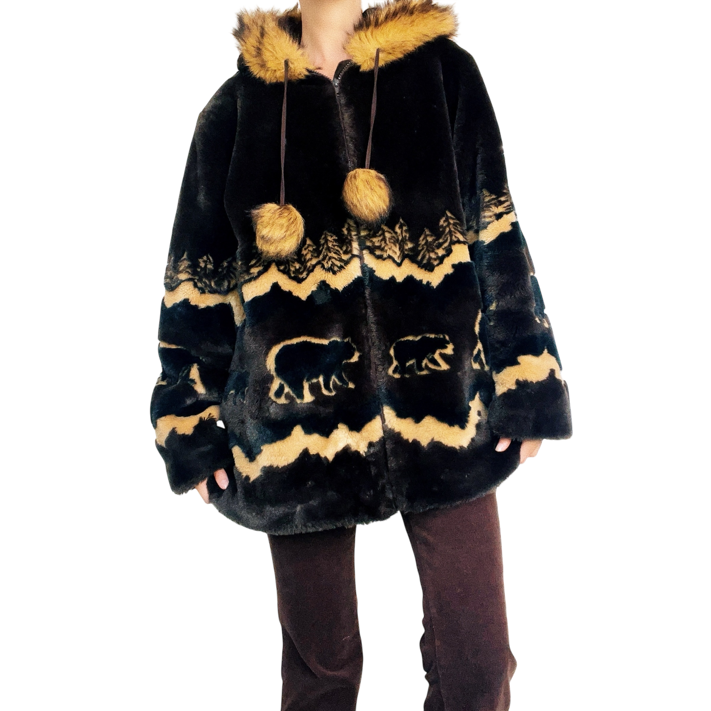 Vintage Furry Hooded Bear Coat